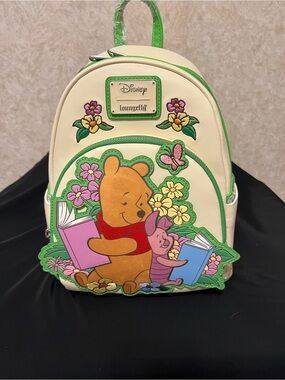 Disney Cream & Green Winnie the Pooh and Piglet Floral Kids Backpack